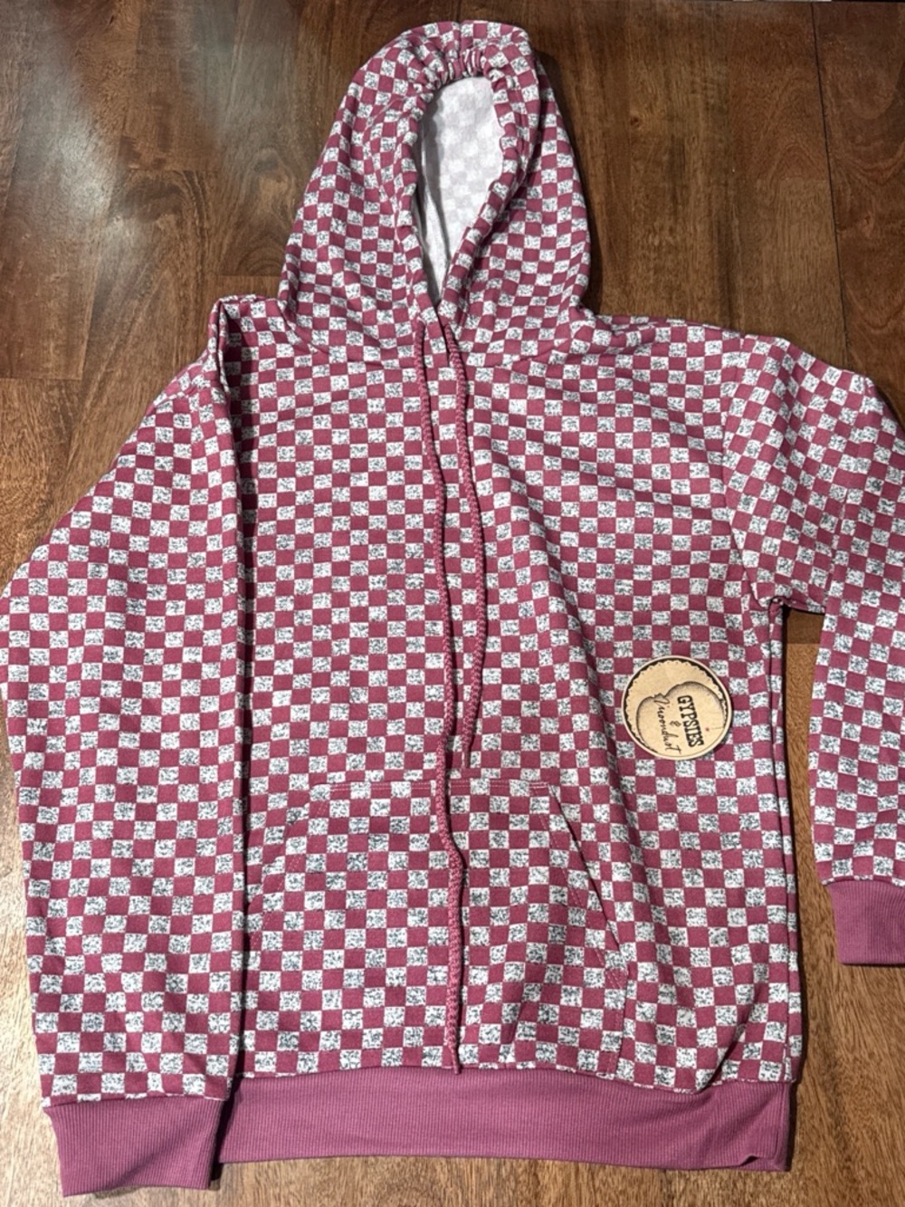 Gypsies & Moondust Checkered Pullover Hoodie NWT Size M